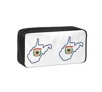 YQxwJL West Virginia State Flag Map Print Big Capacity Pencil Case Pen Pouch, 600d Oxford Fabric Pencil Bag With Sturdy Zipper School Supplies