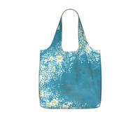 YQxwJL White Blue Daisy Print Foldable Tote Bag Reusable Shopping Bag Tear Resistant Grocery Bag For Work Travel 25l Capacity, Black, One Size, Tote Backpacks