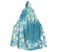 YQxwJL White Blue Daisy print Halloween Hooded Robe Cloak for Adult Men Women Wizard Vampire Knight Fancy Cape Costume