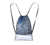 YQxwJL Winter Snow Falling In The Park Print Drawstring Backpack Foldable Drawstring Bag Large Capacity Gym Bag Track Bag For Women Men