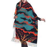 YQxwJL Women Black Robot Print Winter Warm Scarves Pashmina Shawls Large Warm Scarves, Volcano, One size