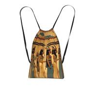 YQxwJL Women In Ancient Egypt Print Drawstring Backpack Foldable Drawstring Bag Large Capacity Gym Bag Track Bag For Women Men