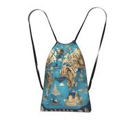 YQxwJL World Geography Map Print Drawstring Backpack Foldable Drawstring Bag Large Capacity Gym Bag Track Bag For Women Men