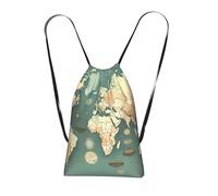 YQxwJL World Map Retro Print Drawstring Backpack Foldable Drawstring Bag Large Capacity Gym Bag Track Bag For Women Men