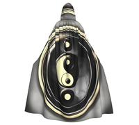 YQxwJL Yin Yang Pattern Print Carnival Cape Robe Cloak, Sorcerer Hooded Cloak, For Adults Halloween Cosplay Costumes