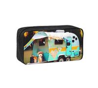 YQxwJL You Make Me Happy Camper Print Big Capacity Pencil Case Pen Pouch, 600d Oxford Fabric Pencil Bag With Sturdy Zipper School Supplies