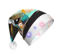 YQxwJL You Make Me Happy Camper Print Hat Light Up Christmas Felt Elf Hat Led Hats Adults For Women Men, Great Holiday Gift