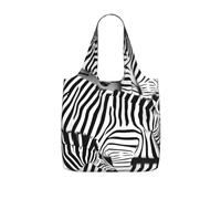 YQxwJL Zebra Print Foldable Tote Bag Reusable Shopping Bag Tear Resistant Grocery Bag For Work Travel 25l Capacity, Black, One Size, Tote Backpacks