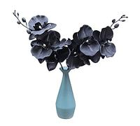YQYAZL 6PCS Artificial Orchid Stems, Black Dancing Orchid Phalaenopsis Orchid Fake Silk Plants Real Touch Orchid for Xmas Flower Arrangements Wedding Decor