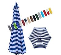 YQYHNB 6.6ft 8.2ft 9ft 10ft Round Umbrella Replacement Canopy, Market Garden Umbrella Fabric Replacement Top Outdoor Yard Pool Umbrella Replacement Parasol Cover for 6 Ribs(Blue-white,250cm+8.2ft)