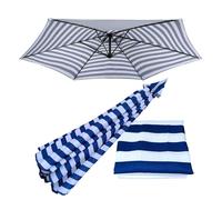 YQYHNB Patio Umbrella Replacement Cloth (6.6ft/8.2ft/9ft/10ft) Market Umbrella Replacement Canopy Outdoor Umbrella Replacement Parasol Cover with 6 Ribs(Blue-white,6.6ft-2.0m)