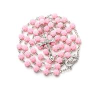 YQZIYOU Rosary Beads Catholic - Confirmation Gifts for Teenage Girl, Pink Resin Flower Rose Beads, Gifts for Women, Resin, No Gemstone