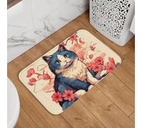 YQZQJEXW Cute Cat In Anime Style Among Flowers Stylish Doormats Bath Mats Carpets Car Bulb