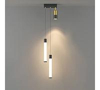 YQZQXWA Creative Long Tube Bedside Pendant Light Fixture, Modern LED Bedroom Long Chandeliers, Black Metal Flute Suspension Lamp with Acrylic Shade, Simple Children's Room Hanging Lights innovate