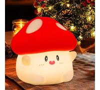 YR YRHH-PET Mushroom Night Light, Cute Hug Mushroom Decor Lamp, Led Squishy Soft Silicone Night Lamp, Dimmable Rechargeable Portable Touch Nightlight for Kids Sleep, Nursery Room Cute Christmas Gifts