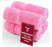 YRALY Premium Turkish Cotton Washcloths (4 Pack) Hotel Quality Ultra Soft & Absorbent Towels for Face, Hand, Kitchen & Cleaning - Pink