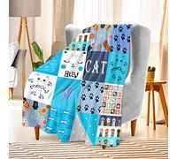 YRAQLVU Flannel Blanket Anime Blankets Lightweight and Soft Throw Blanket for Couch Sofa Bedding or Decoration Living Room（Blue Cat）
