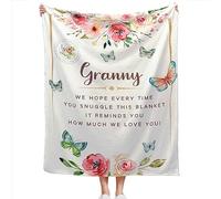 YRAQLVU Granny Gifts Throw Blanket from Granddaughter to My Grandma Happy Birthday Gifts Ultra-Soft Blankets for Couch Lightweight Travel Blanket for Women 50"x60"