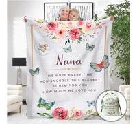 YRAQLVU Nana Throw Blanket Happy Birthday Gifts for Nana from Grandkids Soft Flannel Blankets to My Grandma for Couch Lightweight Travel Blanket for Women 50"x60"