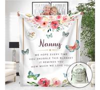YRAQLVU Nanny Gifts Throw Blanket from Granddaughter to My Grandma Happy Birthday Gifts Ultra-Soft Blankets for Couch Lightweight Travel Blanket for Women 50"x60"