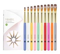 Yrarbil Acrylic Nail Brush Set 10 Pieces Professional Nail Art Brushes for Acrylic Powder Applications 3D Carving Nail Art Extension for DIY Salon Tools