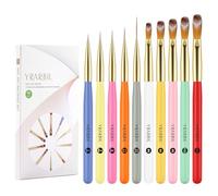 Yrarbil Nail Art Brushes, 5 Pieces Nail Brush Set and 5 Pieces Acrylic Nail Brush Set for Gel Nail Polish Painting Art Design Thin Long Lines 3D Carving Nail Extensions and