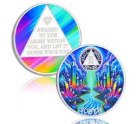 YRCKUDZKG Colorful Crystal River 2 Year Sobriety Coin - Awakening The Light AA Medallion, Alcohol Free One Year Recovery Chip with Token Capsule, Sobriety Gifts for Men Women
