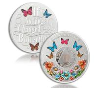 YRCKUDZKG Colorful Sunflower 8 Year Sobriety Coin Butterfly Eight Year Sobriety Chip Courage to Change AA Chips and Medallion Silver AA Coin Recovery Anniversary Token Sobriety Gifts for Men Women