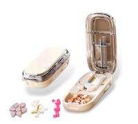 YRDGRG Pill Cutter,Precisely Split Small or Large Pills and Vitamins of Various Shapes with a Safe, Self-Retracting Blade (Khaki 1/2，1/4)