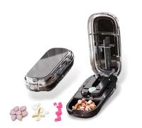 YRDGRG Pill Cutter,Precisely Split Small or Large Pills and Vitamins of Various Shapes with a Safe, Self-Retracting Blade (Black 1/2,1/4)