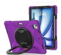 YRDUKJFDJ Case For iPad Pro 12.9 6th/5th/4th/3rd Generation 2022/2021/2020/2018, Shockproof Sturdy Cover with 360 Rotating Kickstand,Hand/Shoulder Strap Tablet Heavy Duty Case(Purple)