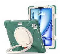 YRDUKJFDJ Case For iPad Pro 12.9 6th/5th/4th/3rd Generation 2022/2021/2020/2018, Shockproof Sturdy Cover with 360 Rotating Kickstand,Hand/Shoulder Strap Tablet Heavy Duty Case(Green 1)