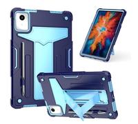 YRDUKJFDJ Case For Lenovo Tab M11 TB-330FU / Xiaoxin Pad 2024 TB-331FC,with Kickstand Three-Layer Hybrid Full Body Case Rugged Shock-Proof Fall Protection Cover(NAVYBLUE+BLUE)