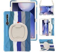 YRDUKJFDJ Case For Samsung Galaxy Tab S10 Ultra 14.6" 2024 X920, Shockproof Sturdy Cover with 360 Rotating Kickstand,Hand/Shoulder Strap Tablet Heavy Duty Case(Blue C)
