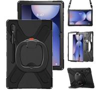 YRDUKJFDJ Case For Samsung Galaxy Tab S10 Ultra 14.6" 2024 X920, Shockproof Sturdy Cover with 360 Rotating Kickstand,Hand/Shoulder Strap Tablet Heavy Duty Case(Black)