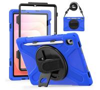 YRDUKJFDJ Case for Samsung Galaxy Tab S11 5G 11 Inch 2025 Model (SM-X730/X736B) Built-in Screen Protector,Hybrid Bumper Kickstand Cover Shockproof Case with Shoulder Strap Protective Cover(Blue)