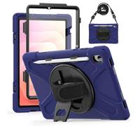YRDUKJFDJ Case for Samsung Galaxy Tab S11 5G 11 Inch 2025 Model (SM-X730/X736B) Built-in Screen Protector,Hybrid Bumper Kickstand Cover Shockproof Case with Shoulder Strap Protective Cover(Navy Blue)