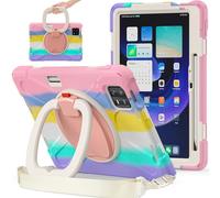 YRDUKJFDJ Case For Xiaomi Pad 6/Pad 6 Pro 11inch 2023 Released,Heavy Duty TPU Shockproof Kids Case,360 Degree Rotating Multi-Function Grip Bracket+Shoulder Strap Rugged Cover(Colourful Pink)