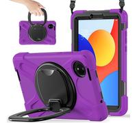 YRDUKJFDJ Case For Xiaomi Redmi Pad SE 8.7inch Released 2024,Heavy Duty TPU Shockproof Kids Case,360 Degree Rotating Multi-Function Grip Bracket+Shoulder Strap Rugged Cover(Purple)