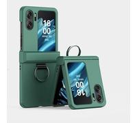 YRDUKJFDJ Filp Case Phone Holder Hard PC Phone Case with Holder & Hinge Protection For Oppo Find N2 Flip, Ultra-Thin Fold Slim Fit Design Cover,Shockproof Anti-Fall Protection Case(GreenA)