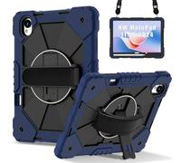 YRDUKJFDJ For Huawei MatePad 11.5S 11.5 inch (2025) Shockproof Heavy Duty Case Hybrid Silicone PC Cover with 360° Rotating Stand, Anti-Scratch Silicone PC Adjustable Shoulder/Wrist Straps(Navy Blue)