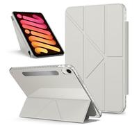 YRDUKJFDJ For iPad Mini 7 Case A17 Pro Tablet PC Cases Detachable Magnetic Multi-Angle Viewing Clear Transparent Back Shell Stand Shockproof Tablet Cover(Grey)