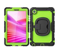 YRDUKJFDJ For Lenovo Tab One 8.7 inch/K9 TB305FU 2025 Case with Screen Protector,Full Body Protective Rugged Cover Rotating Handle Silicone Case(Green pc)