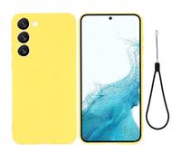 YRDUKJFDJ For Samsung Galaxy S23 Phone Case Anti-Scratch Thin Slim Liquid Silicone Soft TPU Rubber Full Camera Protection Bumper Pure Color Simple Cover W Wrist Band(Yellow)