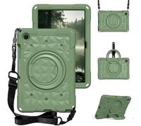 YRDUKJFDJ For Samsung Galaxy Tab A11+ Plus 11 inch 2025 Case for Kids,Teens with Strap Handle and Rotating Stand Lightweight Shockproof Kids Friendly Cover with Kickstand & Shoulder Strap(Green)