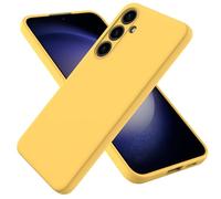 YRDUKJFDJ For Samsung S24 Plus Phone Case Anti-Scratch Thin Slim Liquid Silicone Soft TPU Rubber Full Camera Protection Bumper Pure Color Simple Cover W Wrist Band(Yellow)