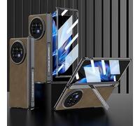 YRDUKJFDJ For Vivo X Fold 3 Pro Case with Magnetic Hinge Protection w Built-in Screen Protector, Adjustable Kickstand All-Inclusive Protective Case Shockproof Case Cover(Matte Brown)