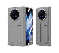 YRDUKJFDJ For Vivo X Fold 3 Screen Protector Case, Adjustable Kickstand+Finger Strap Handheld Design Shockproof Flip Slim Full Body Protective Phone Cases(Grey)