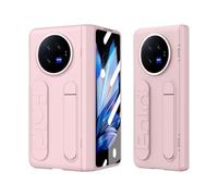 YRDUKJFDJ For Vivo X Fold 3 Screen Protector Case, Adjustable Kickstand+Finger Strap Handheld Design Shockproof Flip Slim Full Body Protective Phone Cases(Pink)