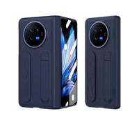 YRDUKJFDJ For Vivo X Fold 3 Screen Protector Case, Adjustable Kickstand+Finger Strap Handheld Design Shockproof Flip Slim Full Body Protective Phone Cases(Blue)